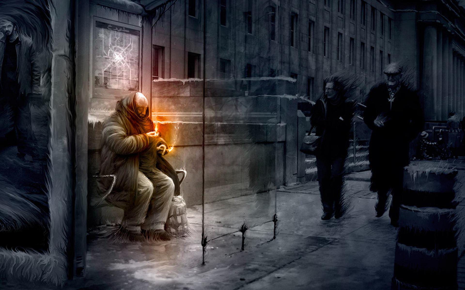 1920x1200 matchseller, Rain, Art, People, Mood, Scary, Cities Wallpaper HD / Desktop and Mobile Background