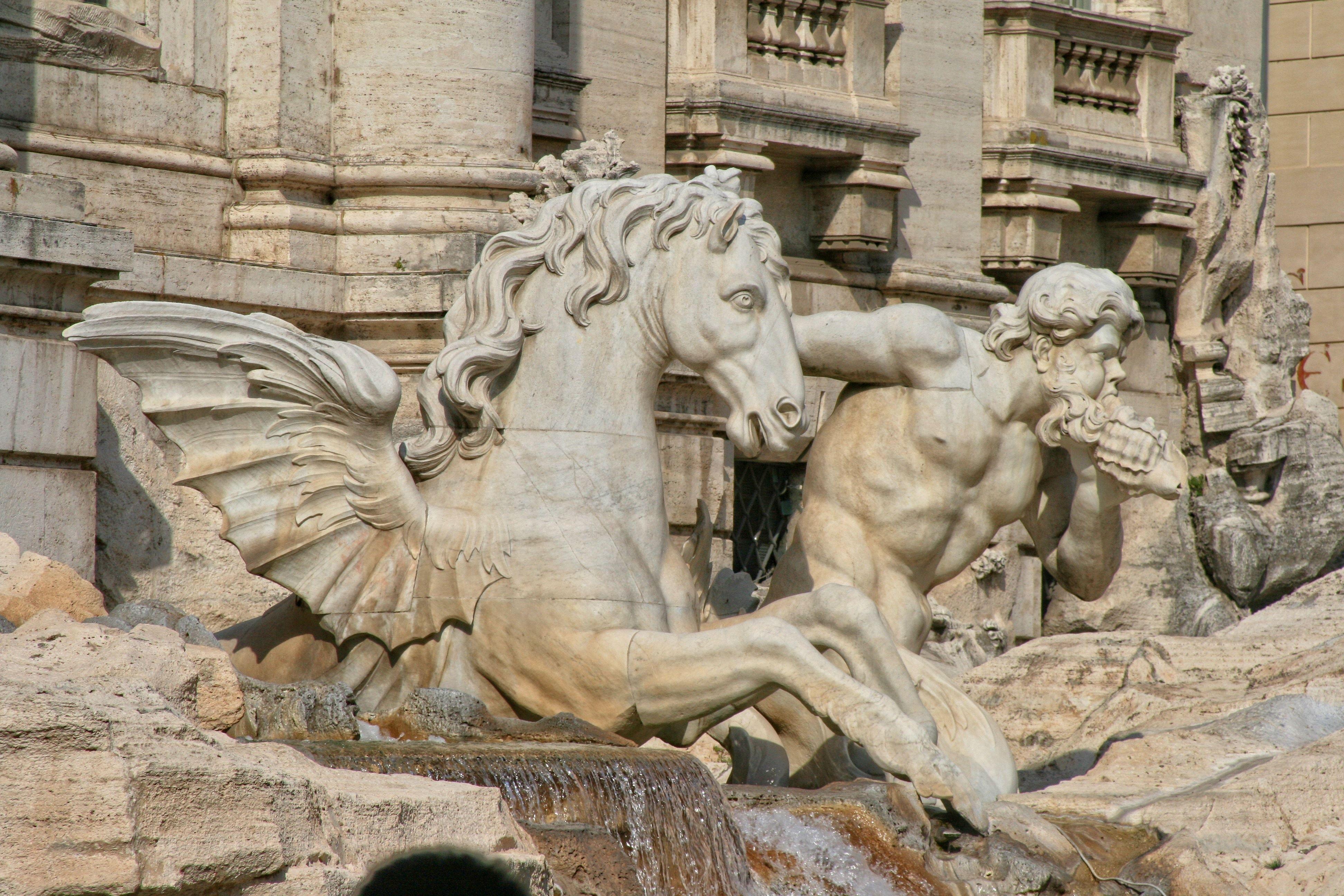 3888x2592 pegasus and greek god statue free image