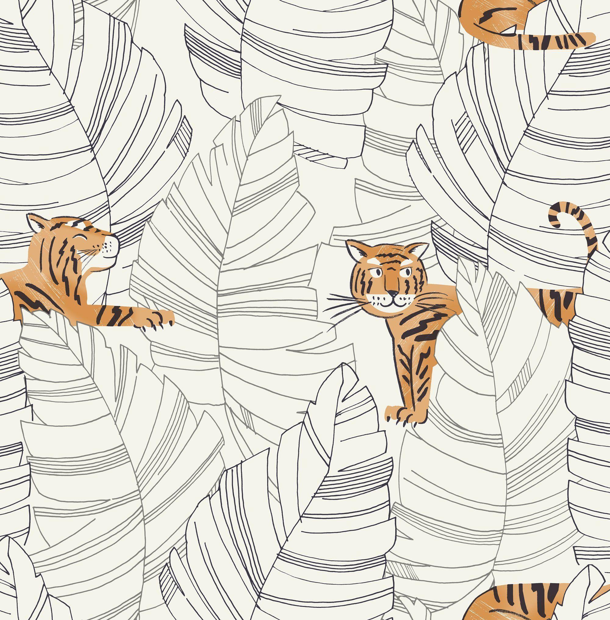 2000x2035 Hiding Tigers Wallpaper in Orange and Black from the Day Dreamers Coll