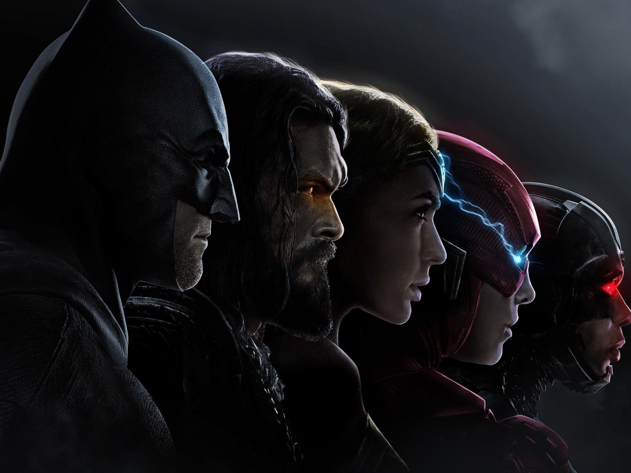 2048x1536 Justice League 4K Wallpaper, Batman, Aquaman, Wonder Woman, The Flash, Cyborg, DC Comics, Black Dark