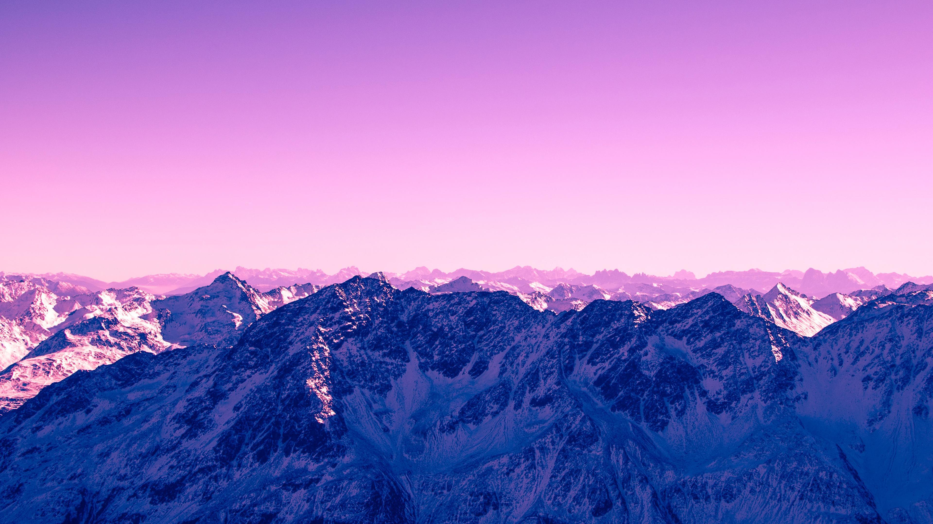 3840x2160 Pink Sky Mountains 4K HD desktop wallpaper : Widescreen : High Definition