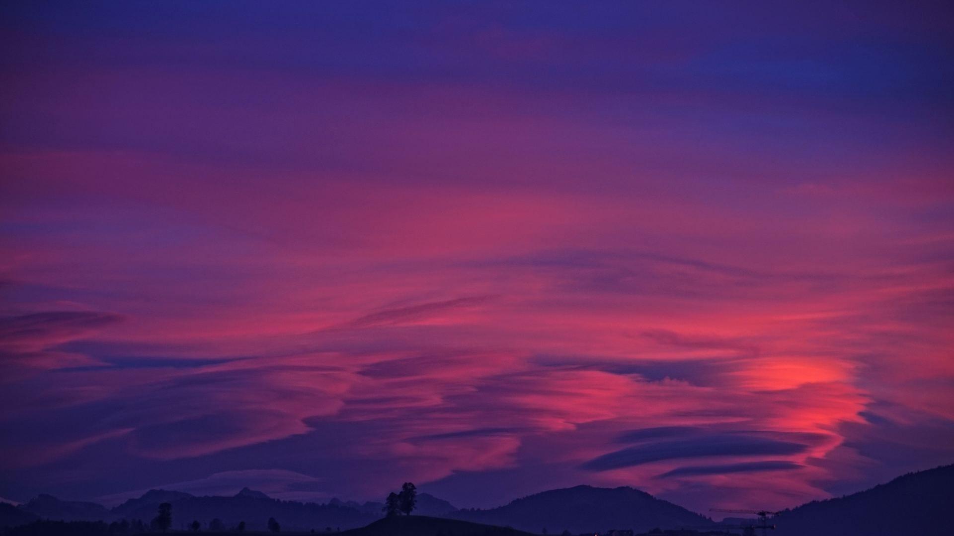 1920x1080 Purple Sky Clouds Mountains 1080P Laptop Full HD Wallpaper, HD Nature 4K Wallpaper, Image, Photo and Background