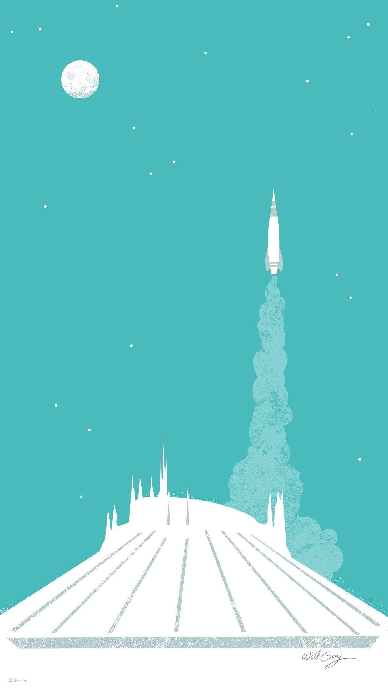 1242x2208 Magic Kingdom Park's Tomorrowland Inspires Our Latest Desktop Mobile Wallpaper. Disney Art, Disney Posters, Vintage Disney Posters