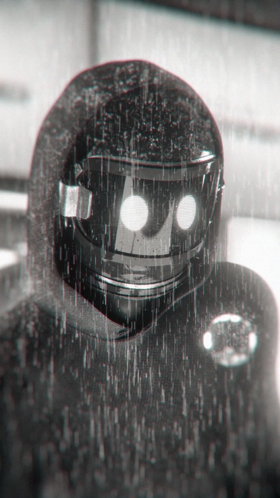 938x1668 Download Wallpaper 938x1668 Robot, Cyborg, Rain, Bw, Mask, Sci Fi Iphone 8 7 6s 6 For Parallax HD Background