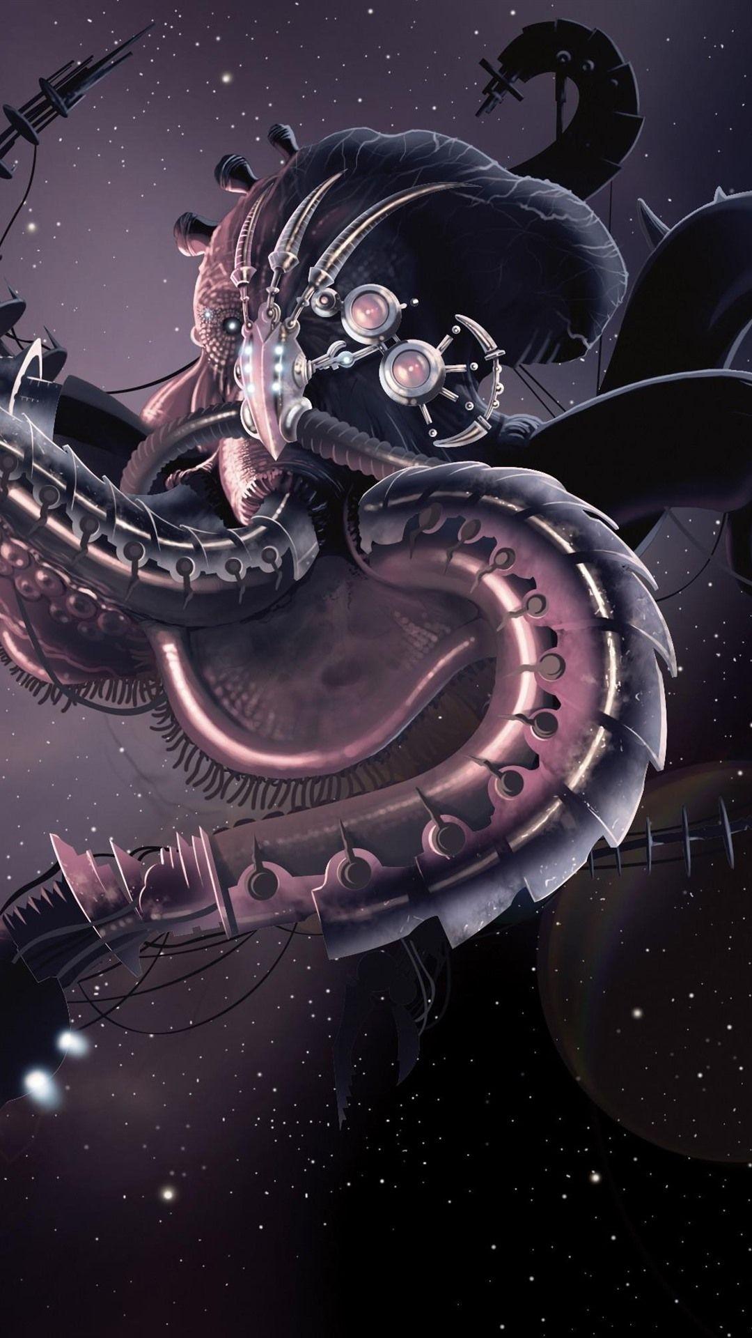 1080x1920 iPhone Wallpaper Octopus Robot, Tentacles, Art Picture