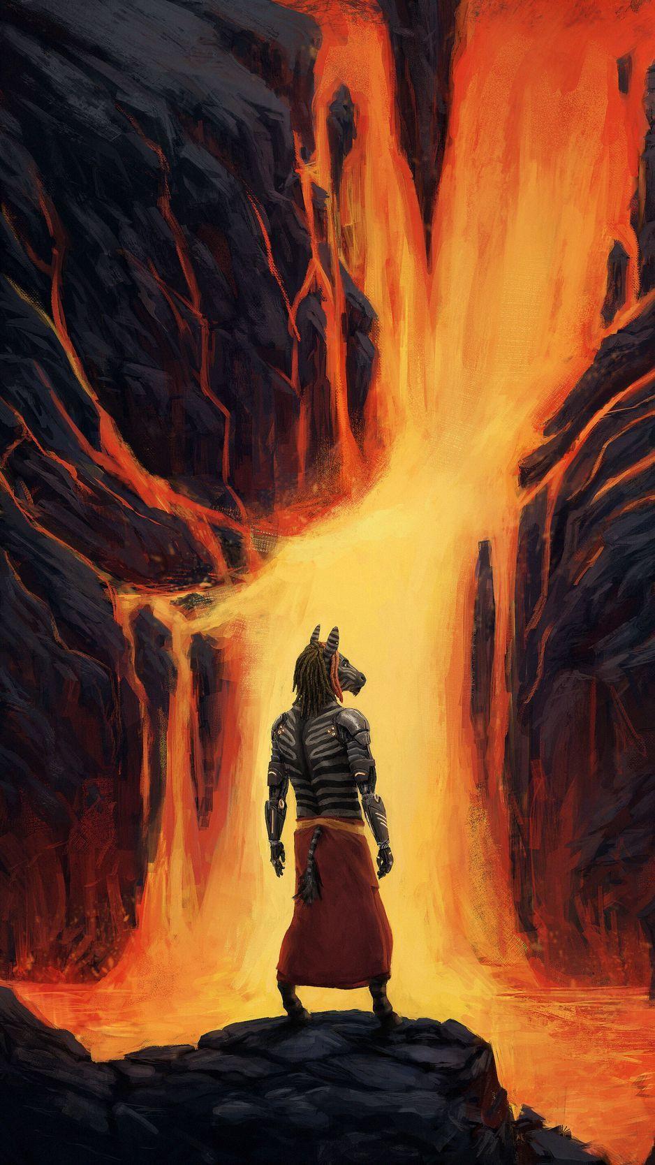 938x1668 Download Wallpaper 938x1668 Cyborg, Zebra, Lava, Art Iphone 8 7 6s 6 For Parallax HD Background