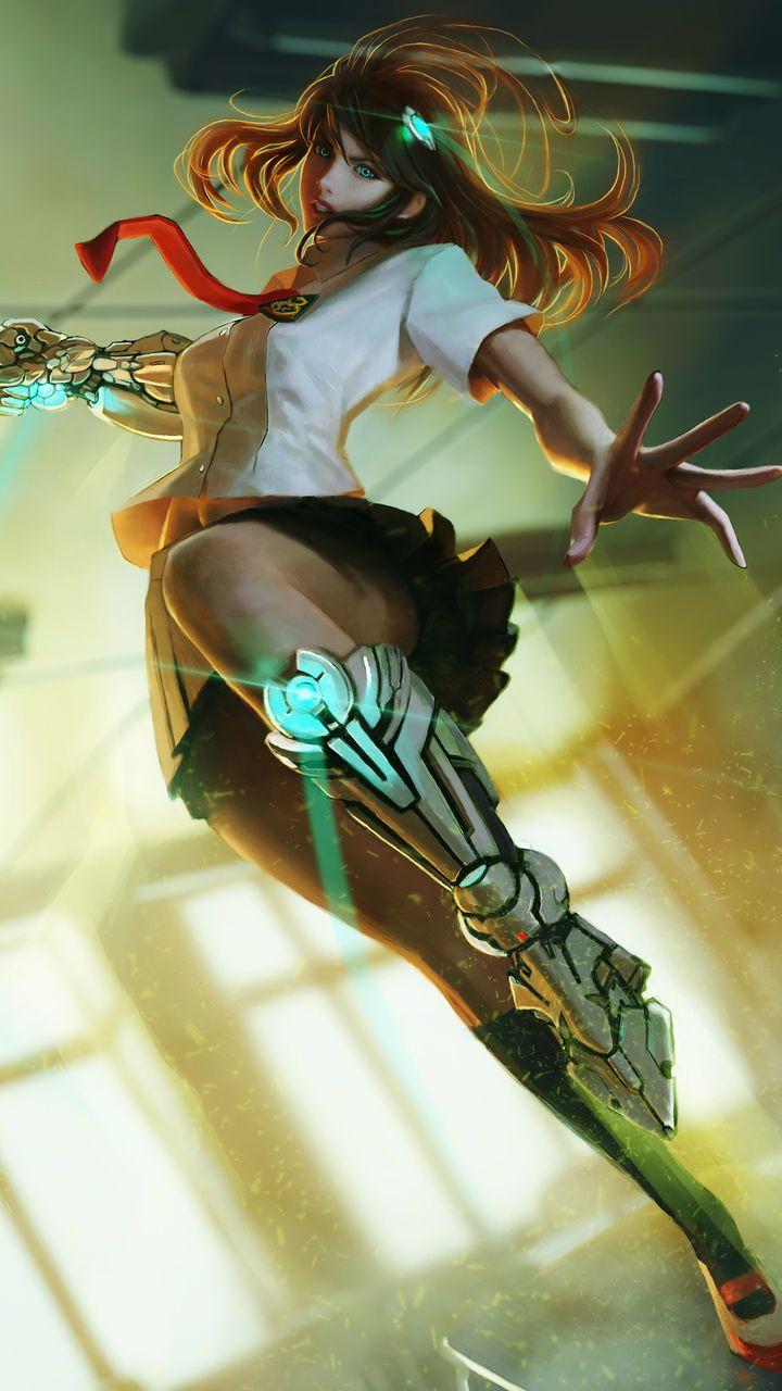 720x1280 Anime Cyborg Girl HD Wallpaper
