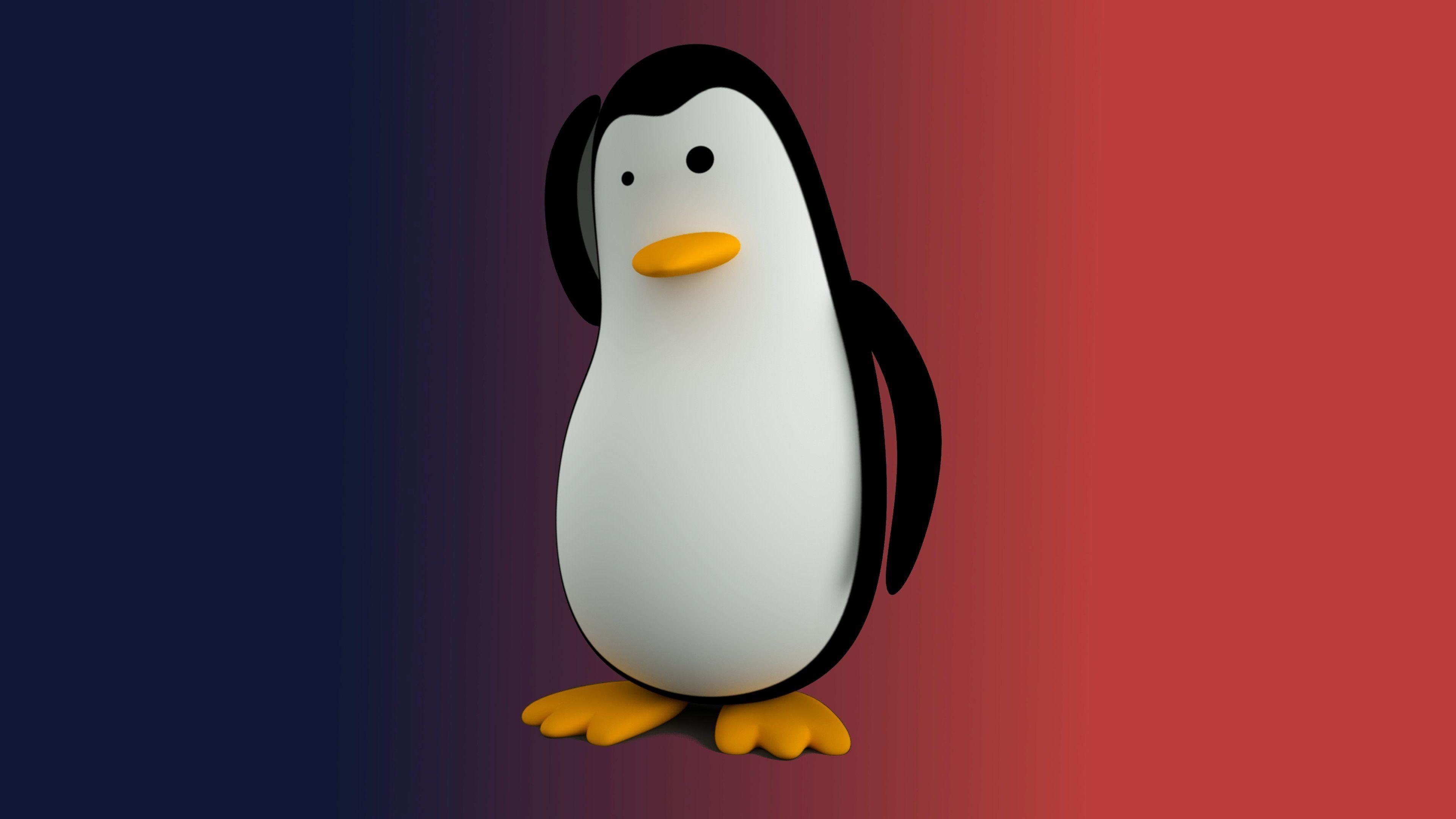 Пингвин linux на черном фоне