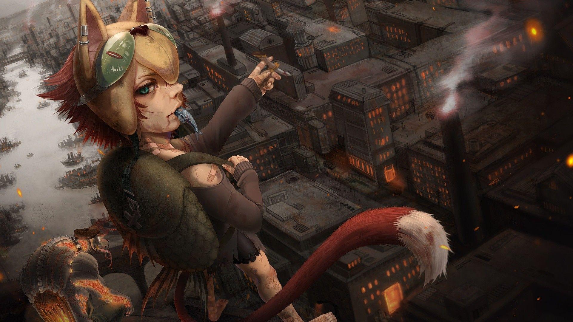1920x1080 Anime Girl Kitsune Girls