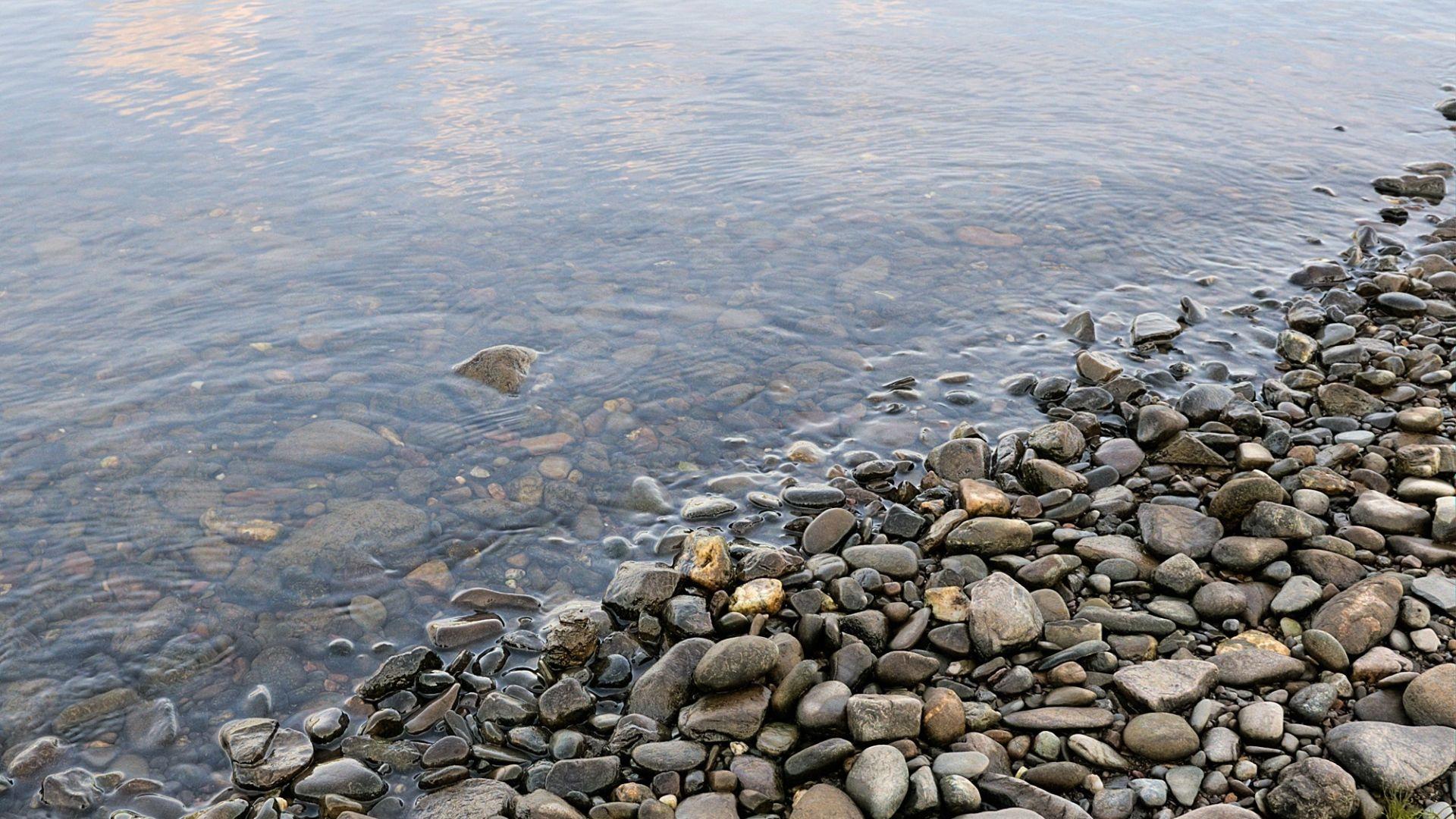 1920x1080 Download Wallpaper 1920x1080 stones, pebble, water, coast, bottom, transparent, humidity Full HD 1080p HD Background