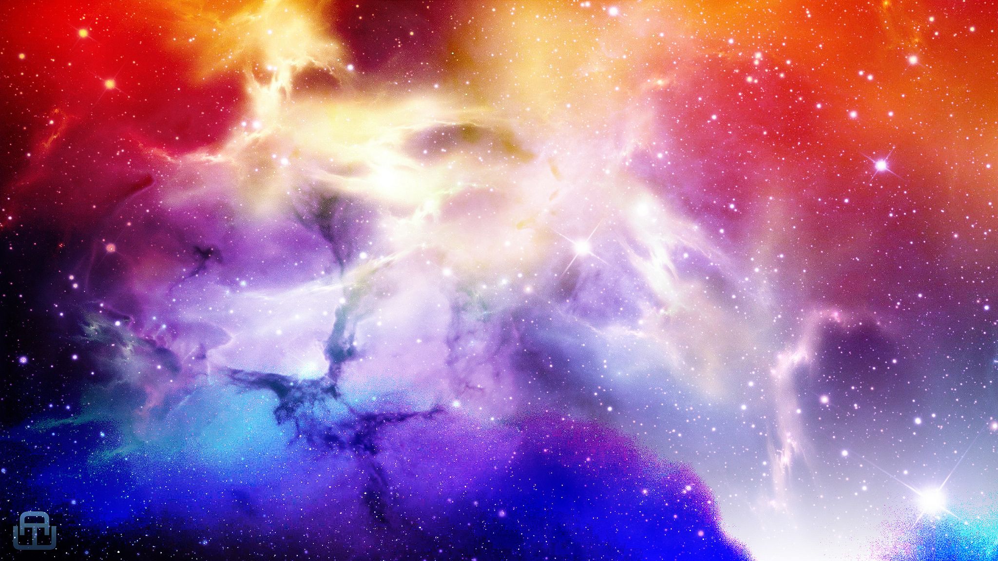 2048x1152 Wallpaper space, stars, blue, red, lilac, Starscape for mobile and desktop, section космос, resolution 2048x1152