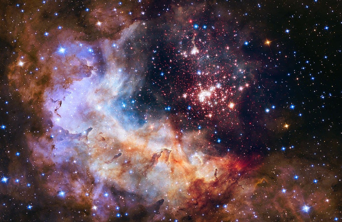 1155x750 Ethereal Cosmic Galaxy Starscape Mural Wallpaper in Blue and Purple Hues