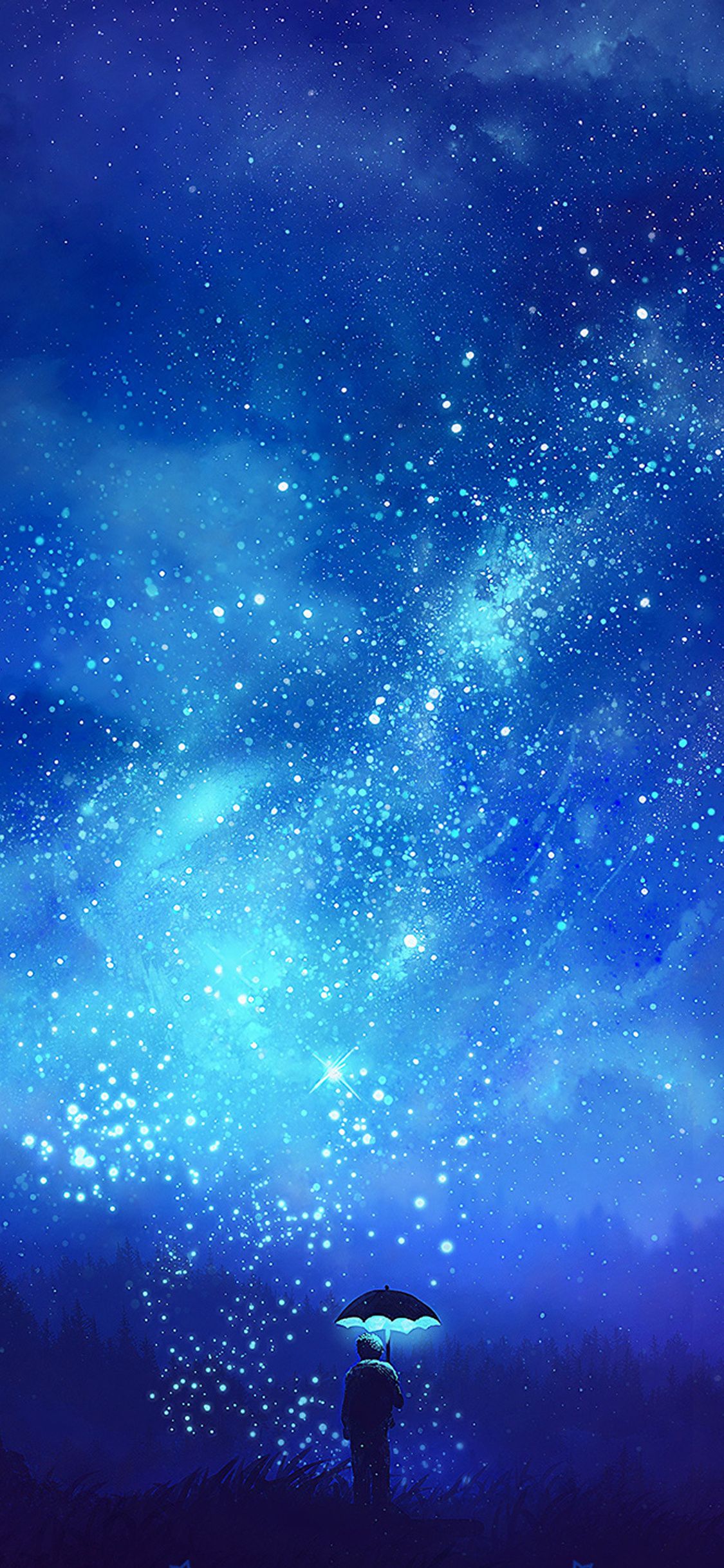 1125x2436 Man With Umbrella Starscape iPhone XS, iPhone iPhone X , HD 4k Wallpaper, Image, Background, Photos and Picture