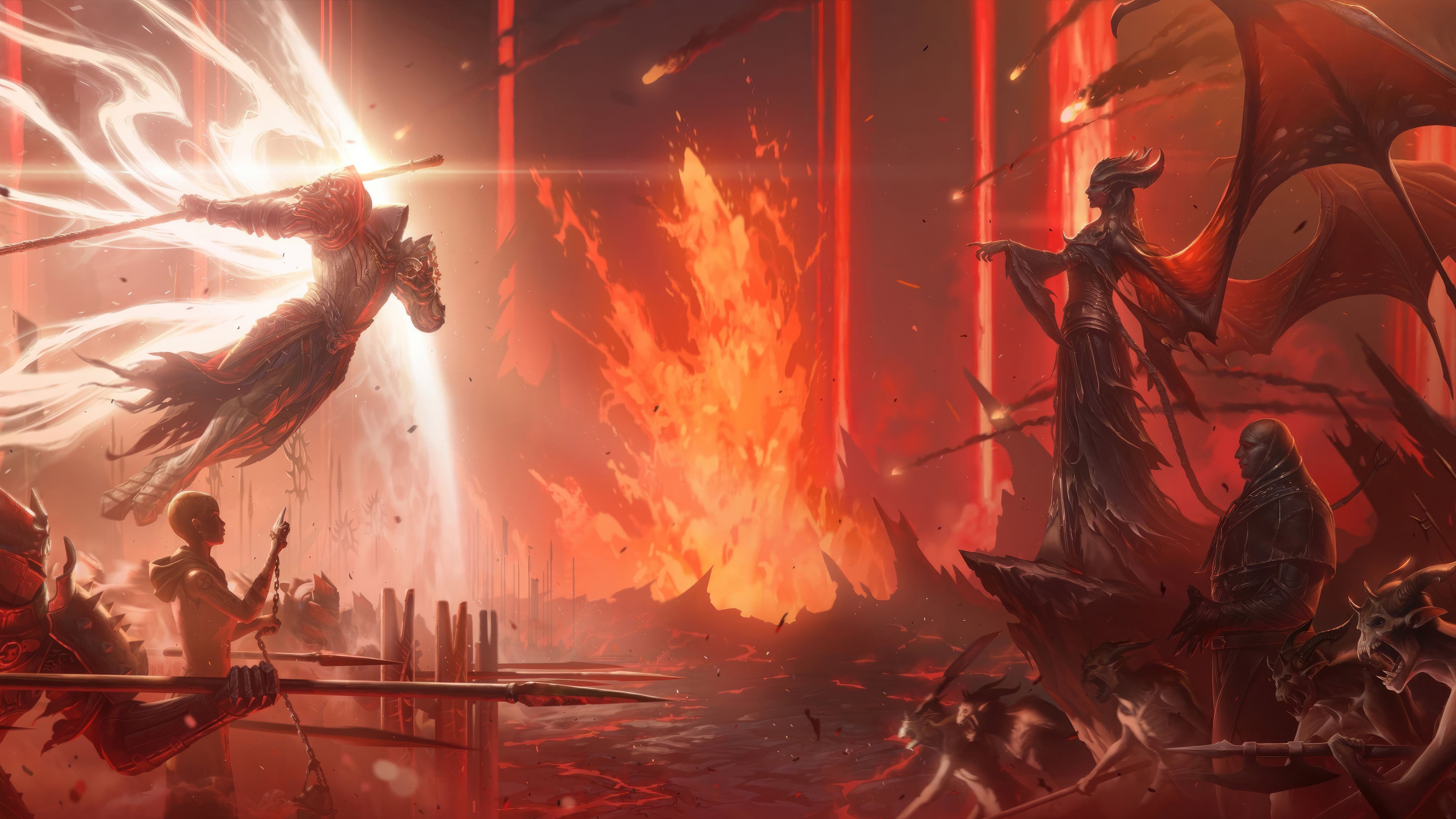5120x2880 diablo 4 inarius lilith and the knights iMac Wallpaper Download