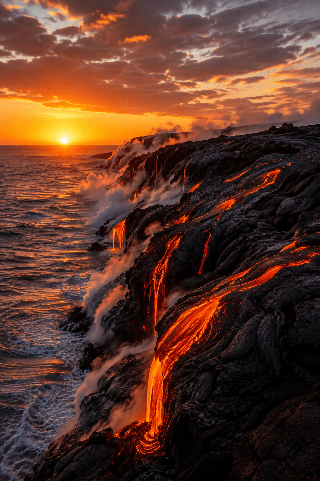 1024x1536 Wallpaper Troy Lee Designs Artwork The Sun Is Setting Over The Ocean Waves