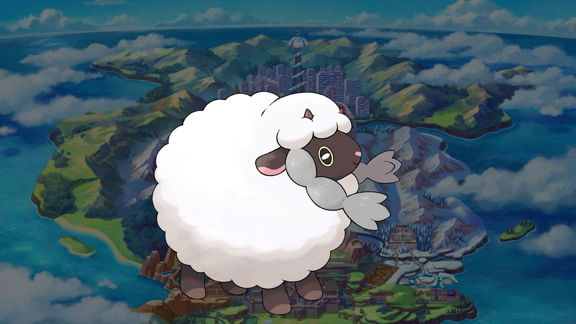 1929x1085 Pokemon Sword and Shield Wooloo Wallpaper with Monocle