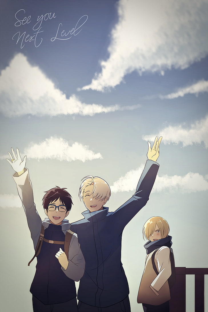728x1090 HD wallpaper: yuri on ice, victor nikiforov, katsuki yuuri, yuri plisetsky