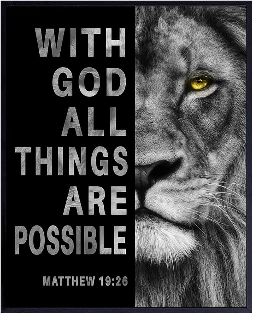 805x1000 Christian Art for Men Scripture Wall Decor, Masculine Decor, Motivation Posters 8x With God All Things Are Possible Wall Decor, Living room Decor for men, Men Room Decor, Manly