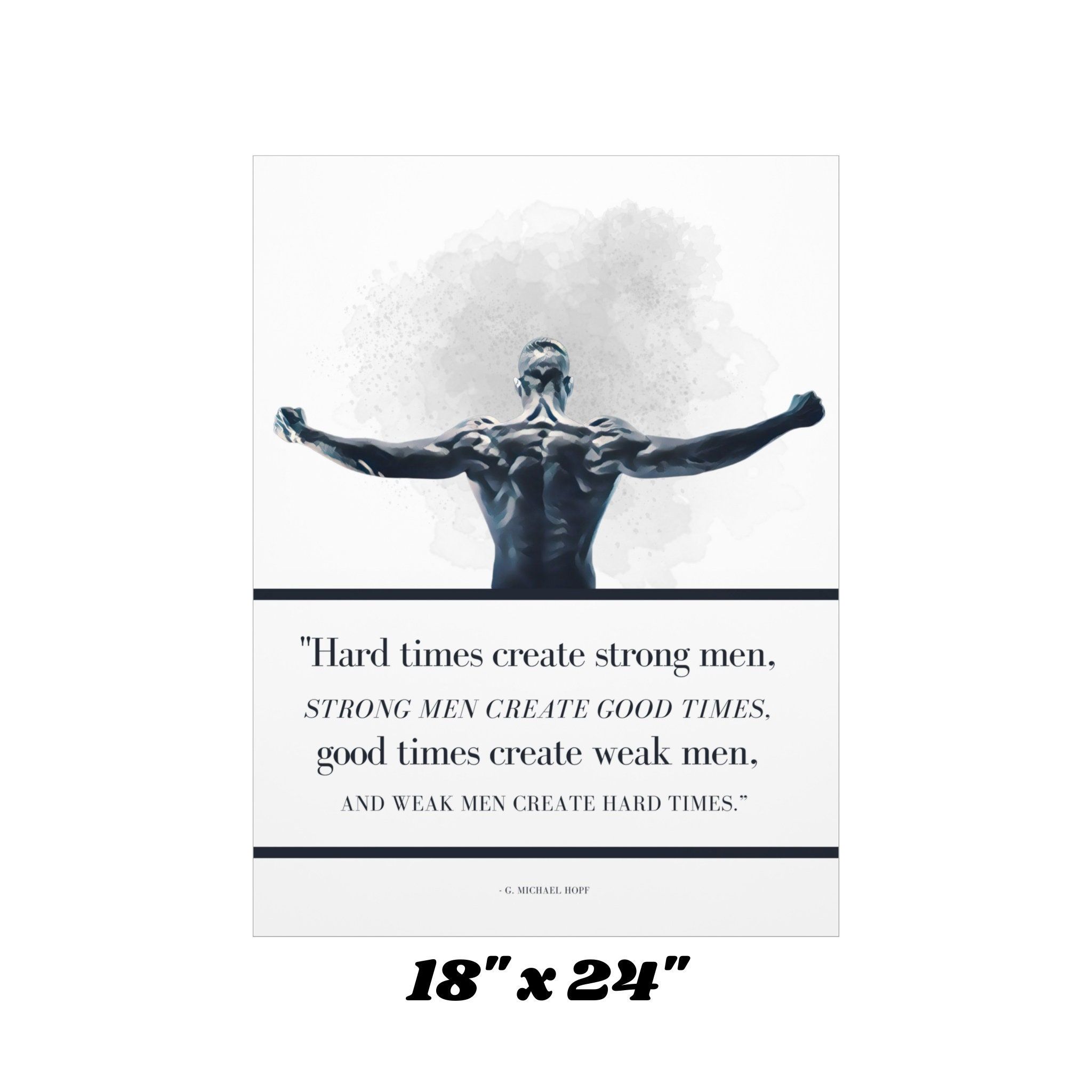 2048x2048 Men Motivation Hard Times Create Strong Men Quote, Quote Print, Poster Print, Wall Art, Lifting Gym