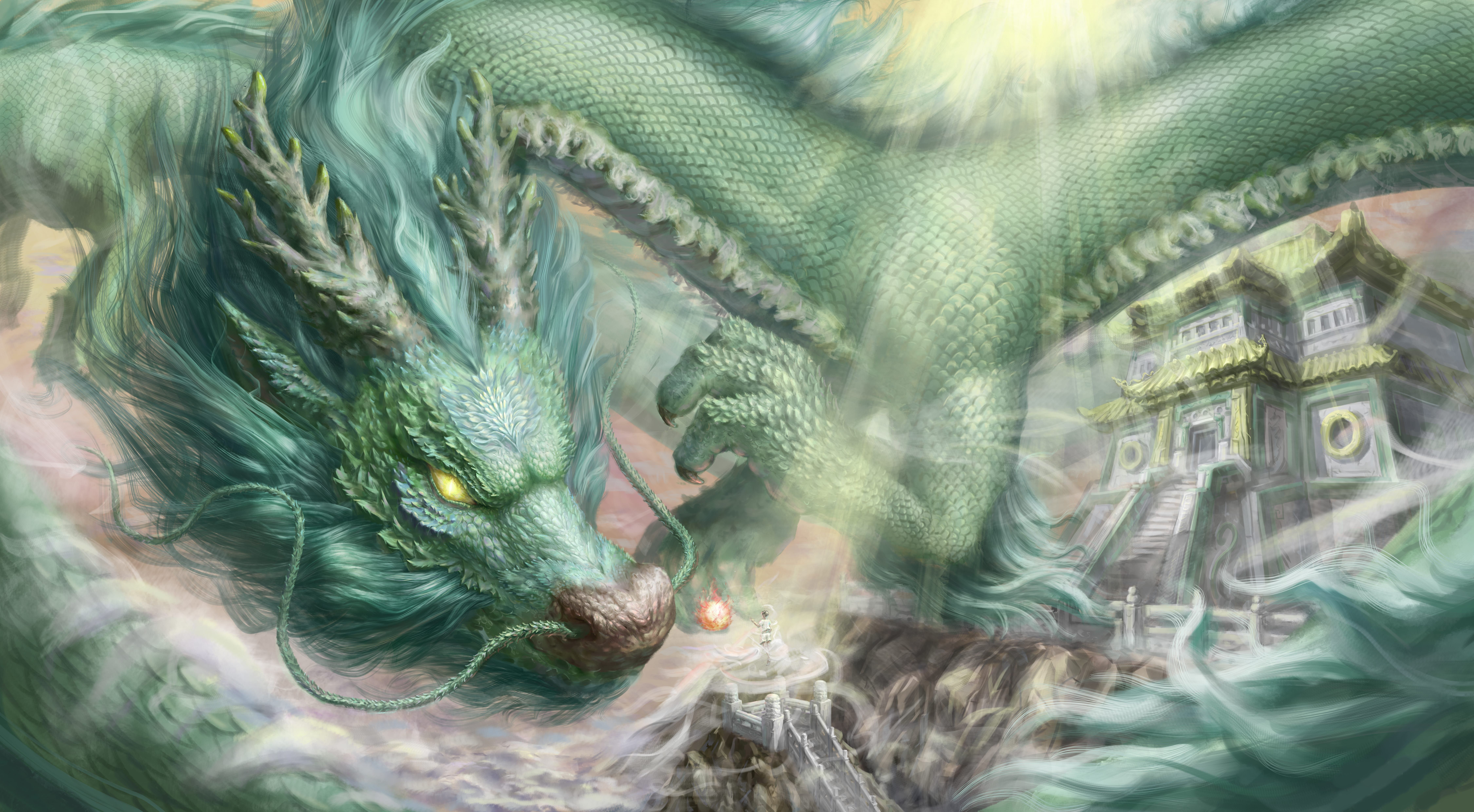 9000x4960 8K Ultra HD Chinese Fantasy Dragon Wallpaper: Mystical Power Unleashedx4960
