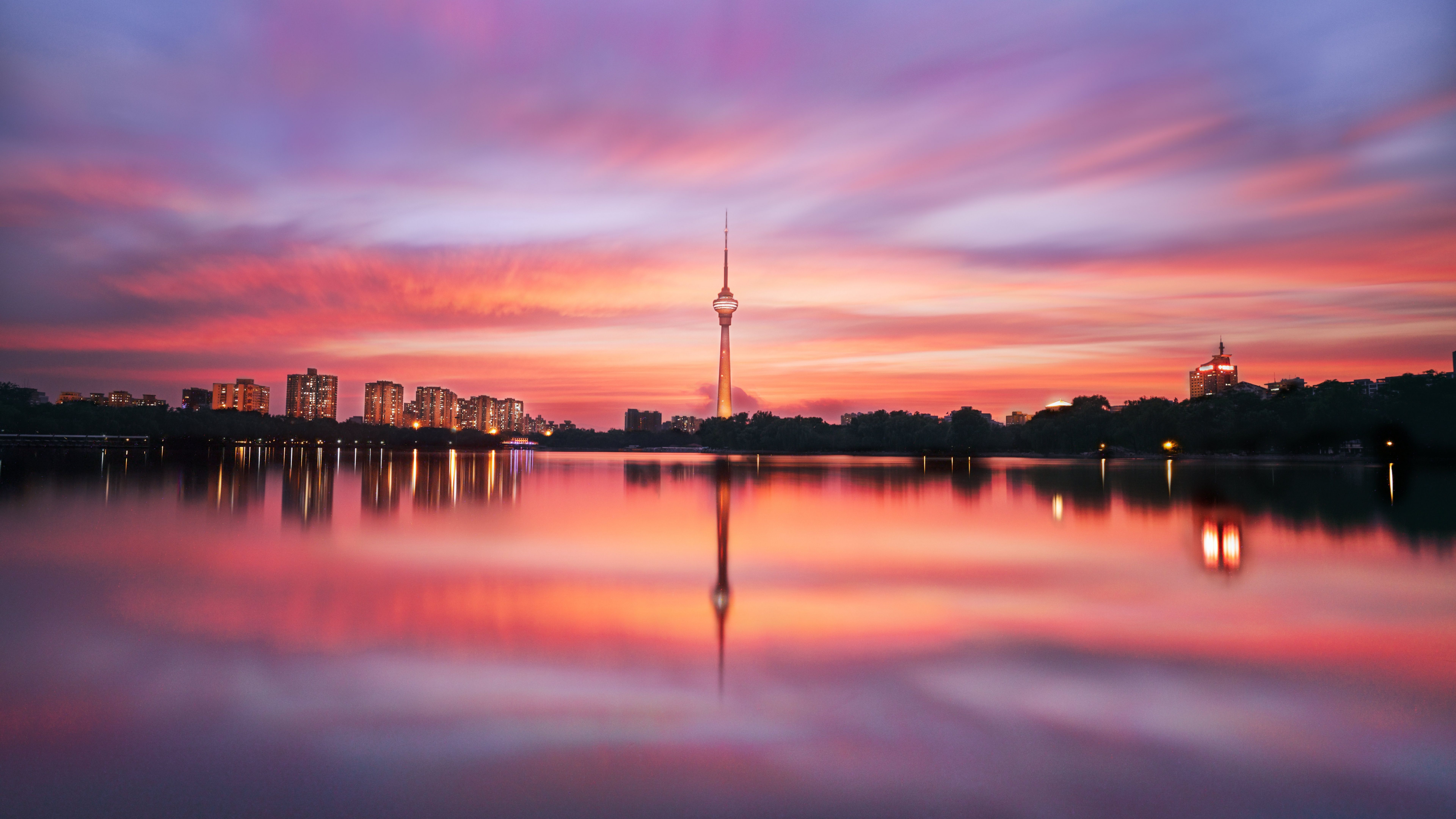 7680x4320 China Central TV Tower Wallpaper 4K, Beijing, China