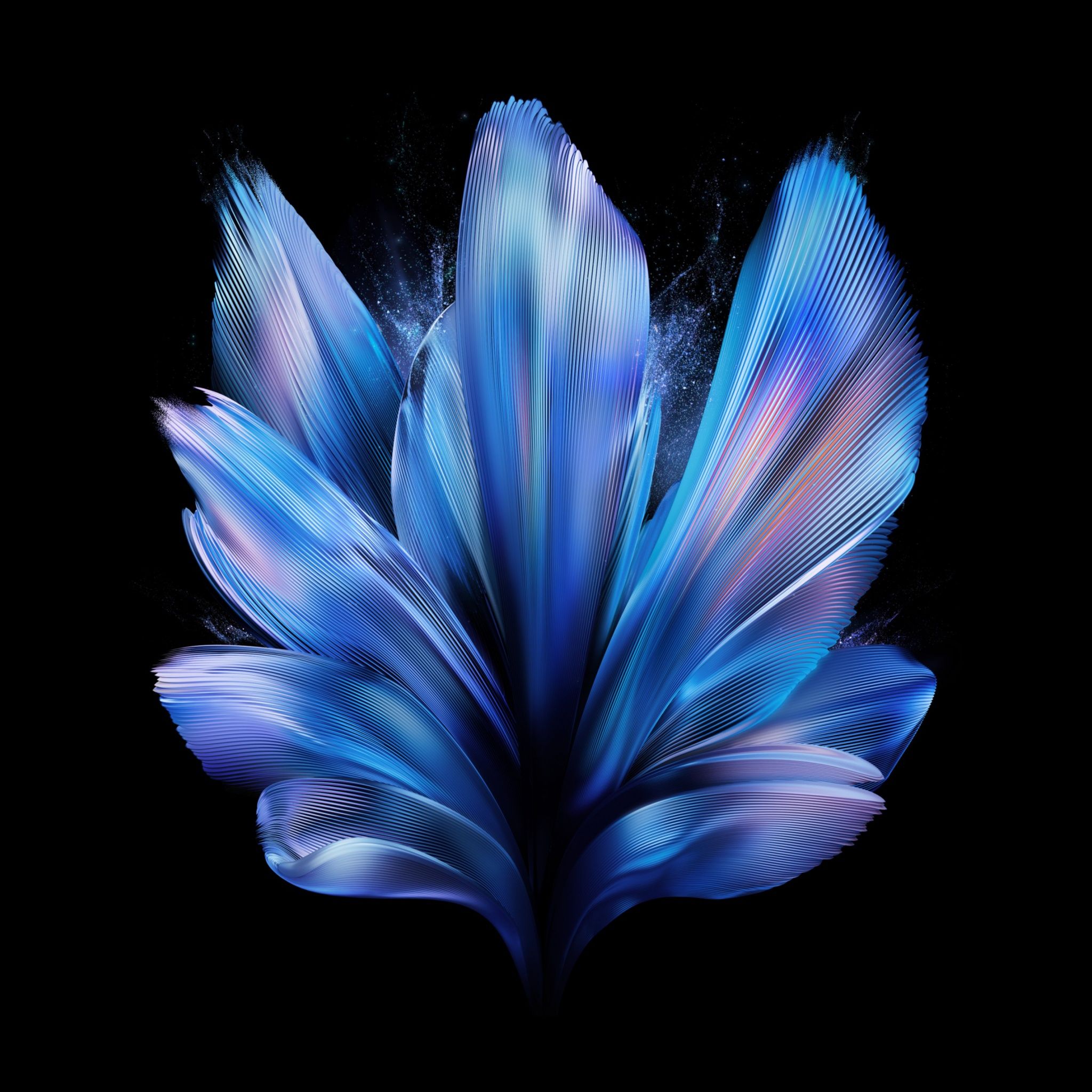 2048x2048 Vivo X Fold Wallpaper 4K, Blue abstract, Black background