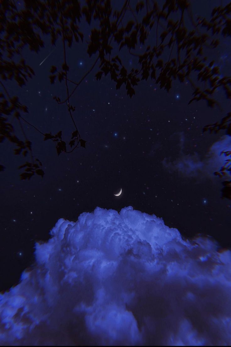 736x1104 Mystical Night Sky with Crescent Moon and Twinkling Stars