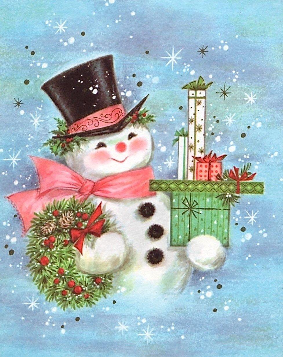 977x1235 Vintage Snowman Christmas Card. Vintage christmas cards, Vintage holiday cards, Snowman christmas cards