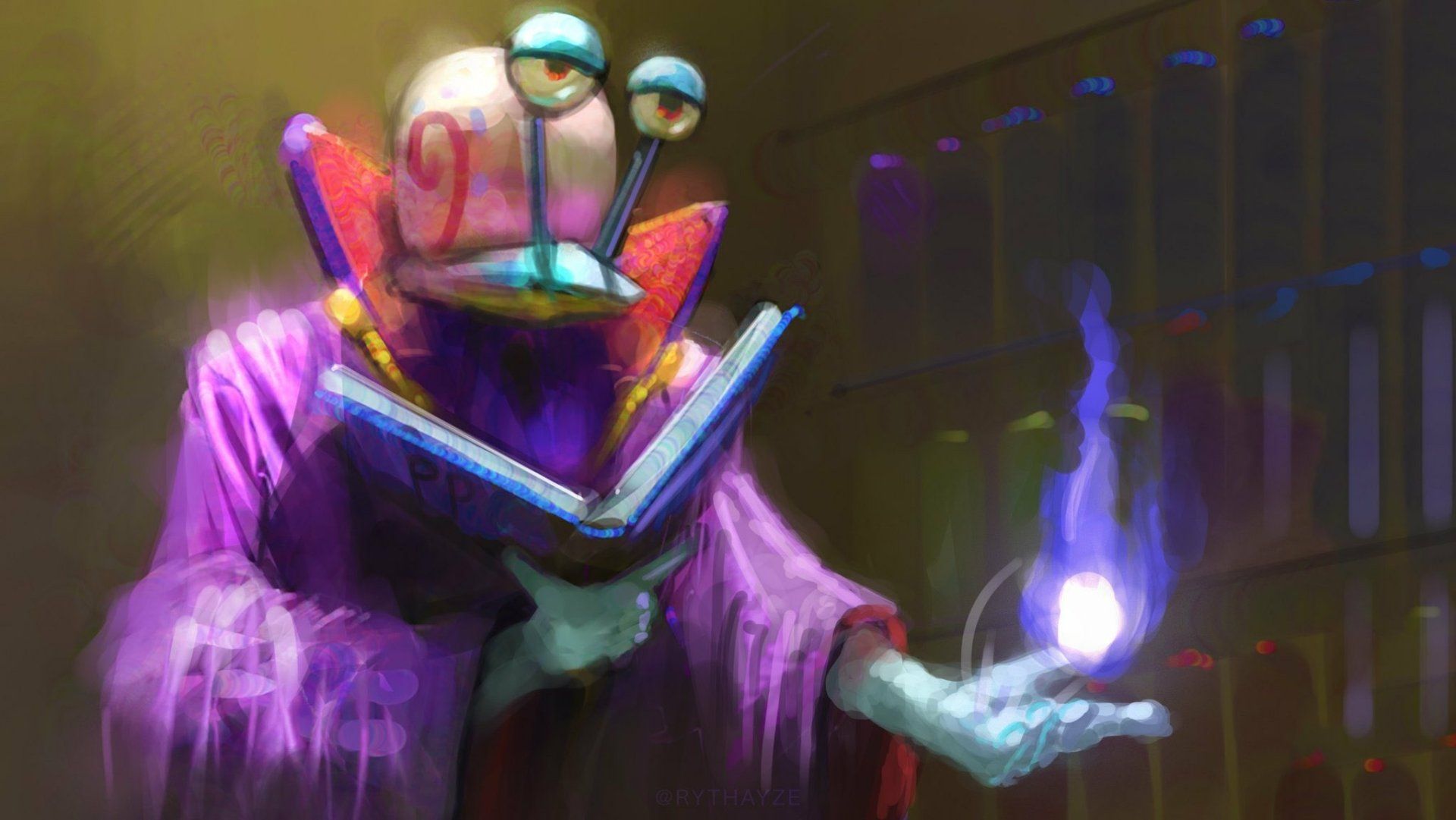 1920x1081 Gary the Sorcerer Snail: HD SpongeBob SquarePants Fantasy Wallpaperx1152