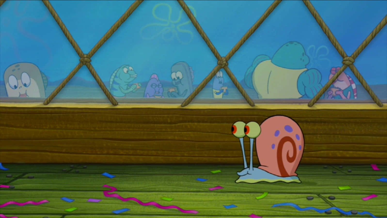 1597x900 Download Gary the Snail gliding across his home Wallpaper