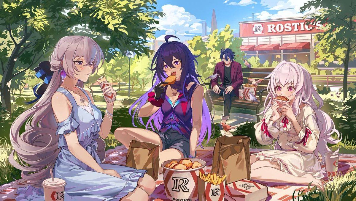 1200x676 New Seele, Bronya, Sampo & Clara Illustration! -From ROSTIC'S x HSR collab -Artist: klanabrikosov #HonkaiStarRail