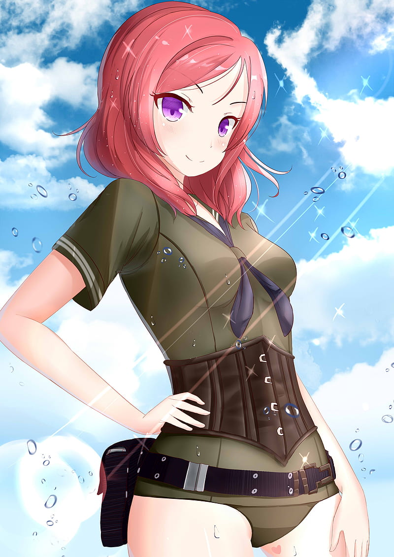 800x1131 Anime, anime girls, Love Live!, Nishikino Maki, purple eyes, short hair, redhead, HD phone wallpaper