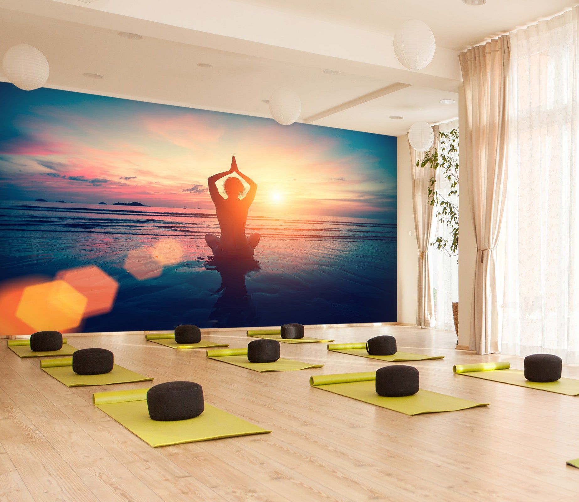 1846x1600 3D Sunrise Yoga 275 Wall Murals