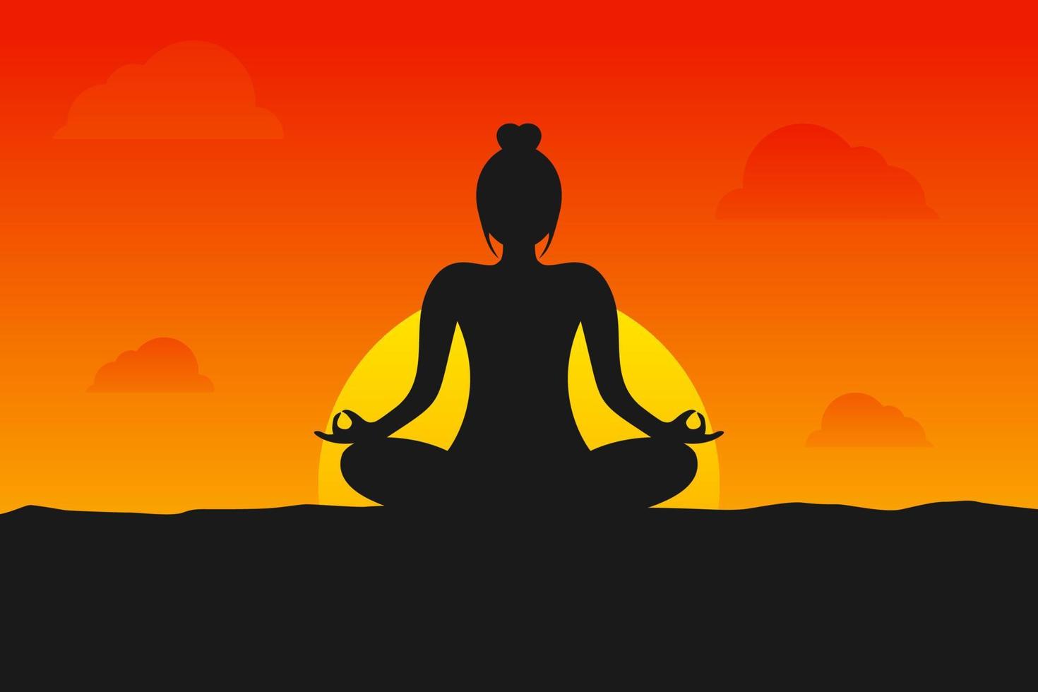 1470x980 Illustration Vector Graphic of Sunset Yoga Silhouette. Perfect to use for Yoga Studio Wallpaper