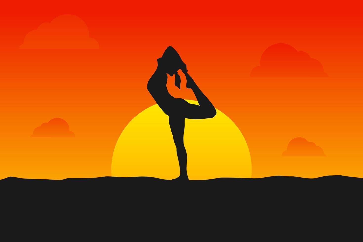 1470x980 Illustration Vector Graphic of Sunset Yoga Silhouette. Perfect to use for Yoga Studio Wallpaper