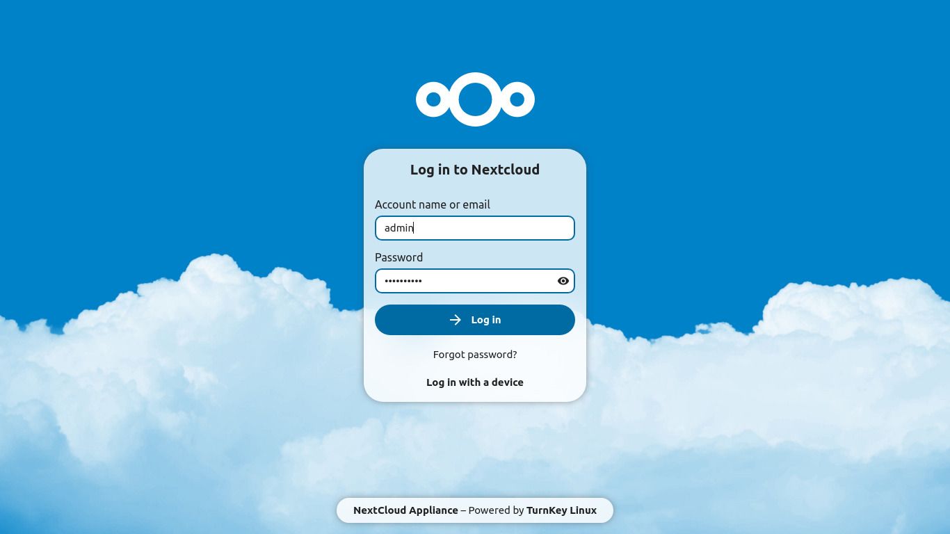 1366x768 Nextcloud. TurnKey GNU Linux