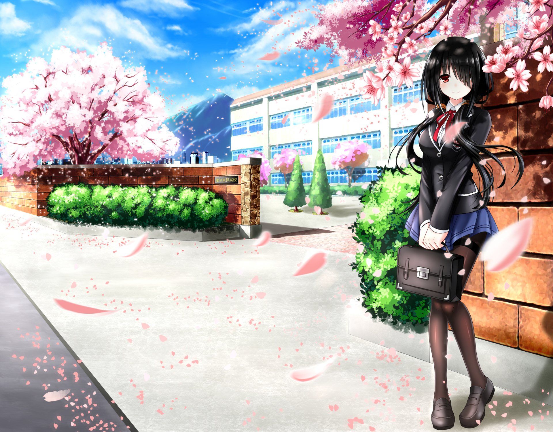 1920x1500 Date A Live Spring Schoolyard Anime Wallpaperx2500