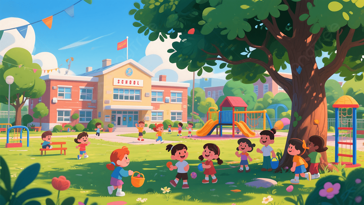 1200x675 Happy Children Playing At Schoolyard On A Sunny Day, Children, Kids, School Background Image And Wallpaper for Free Download