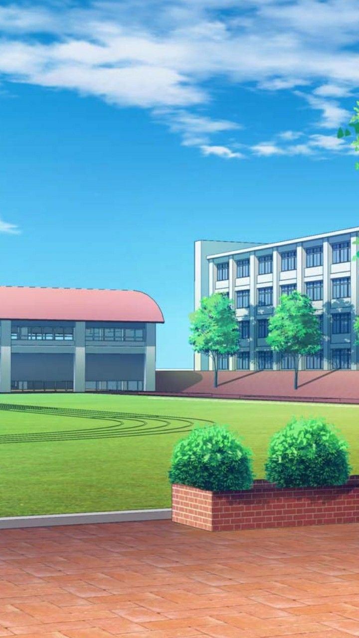 720x1280 Анимированное изображение здания в поле. Background smp, School yard background, High school background