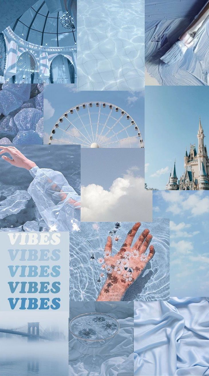 730x1309 Blue Wallpaper Designs for Phone : Soft Blue Collage. Colour + Mood + Style Inspiration