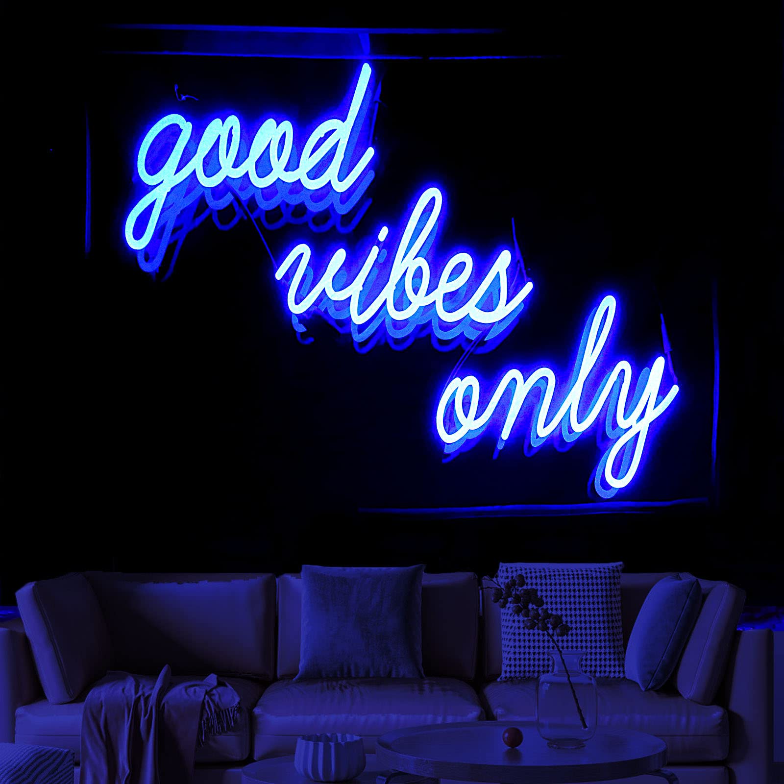 1600x1600 Atrippy Blacklight Good Vibes Only Words Tapestry Blue Neon Decorative Wall Tapestry Aesthetic Glow in the Dark Large Tapestry Wall Hanging for Bedroom Teen Girl Dorm Living Room Decor (51''x60'') : Amazon.sg