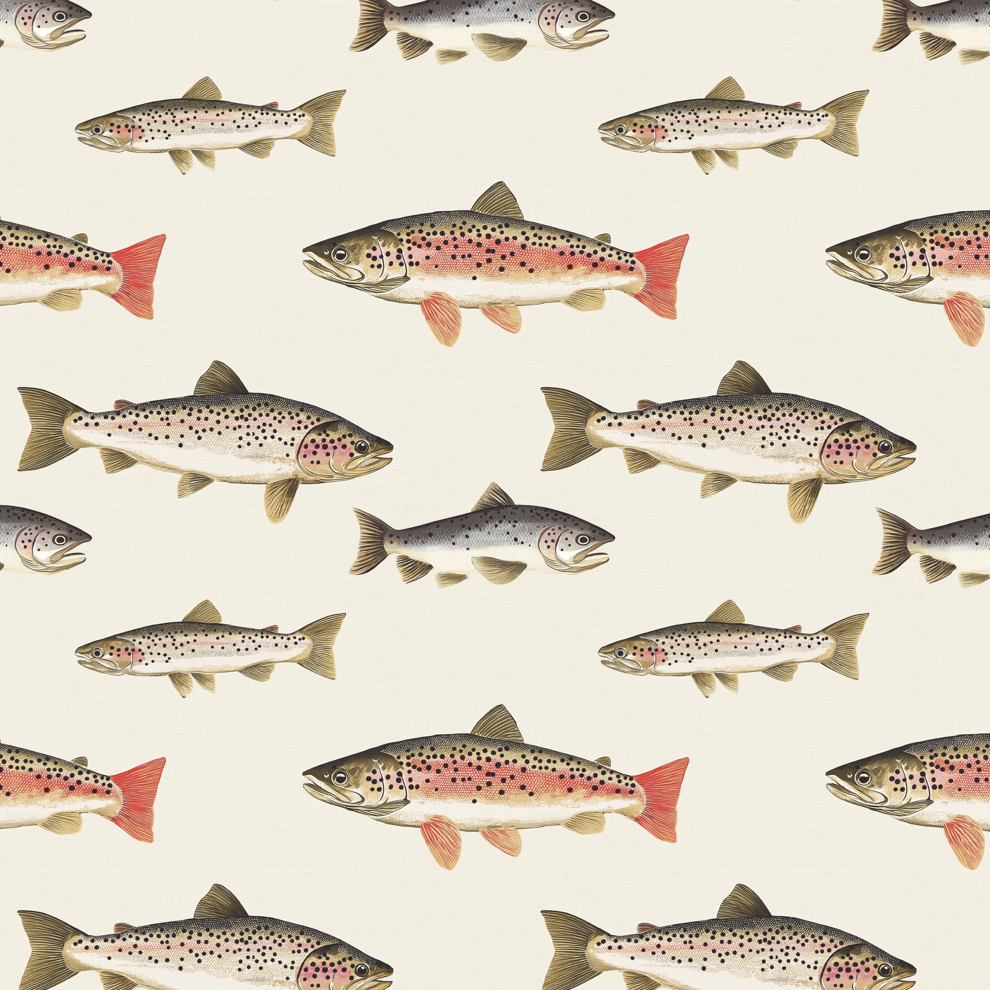 3406x3406 Anglers Trout Wallpaper 11W x 30H / Peel and Stick