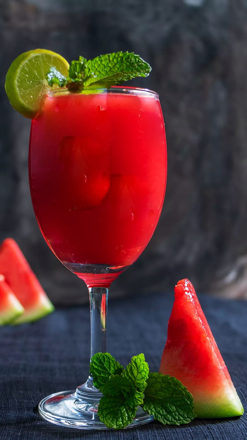 800x1422 Red juice, cup, fruits, glass, juice, lime, mint, watermelon, HD phone wallpaper