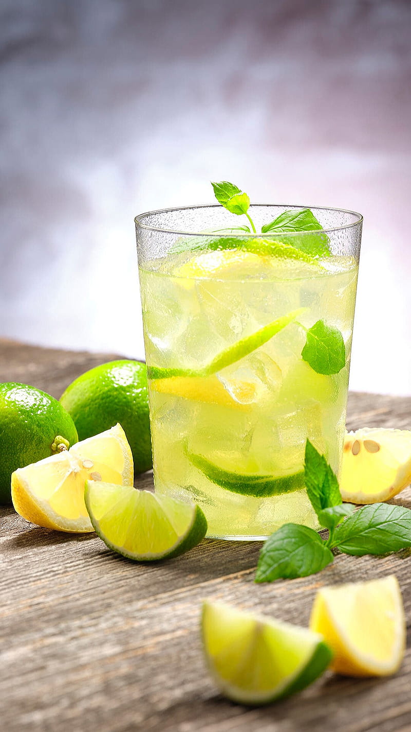 800x1422 Lemon and lime, cold, cuo, fruit, fruits, glass, juice, HD phone wallpaper