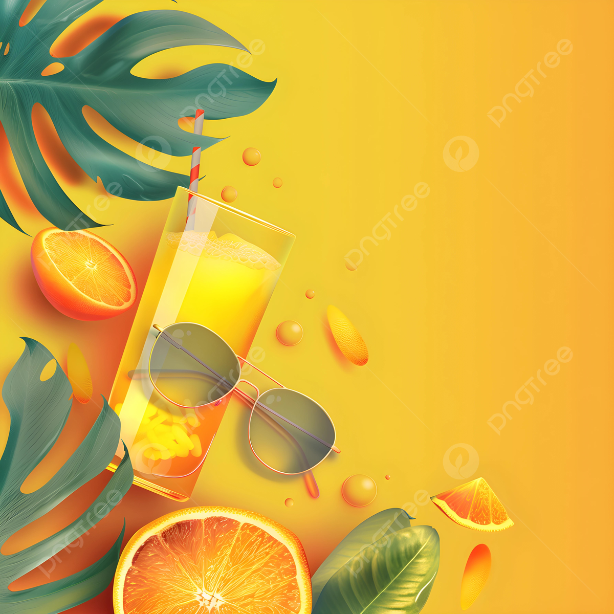 1200x1200 Summer Theme Background With A Sunglass And Juice Glass, Summer, Yellow Background, Juice Background Image And Wallpaper for Free Download