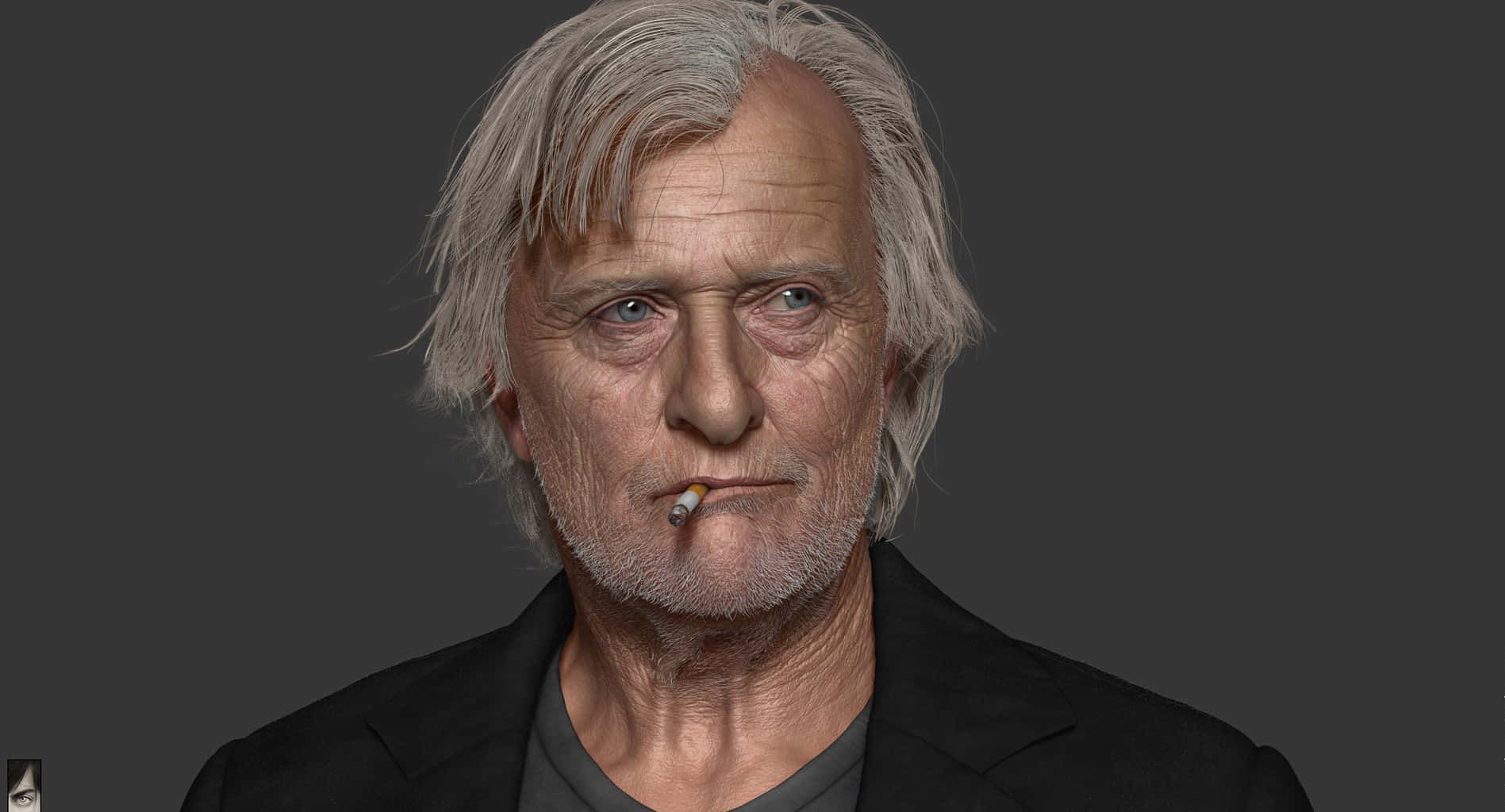 1897x1024 Download Rutger Hauer 3D Model Smoking A Cigarette Wallpaper