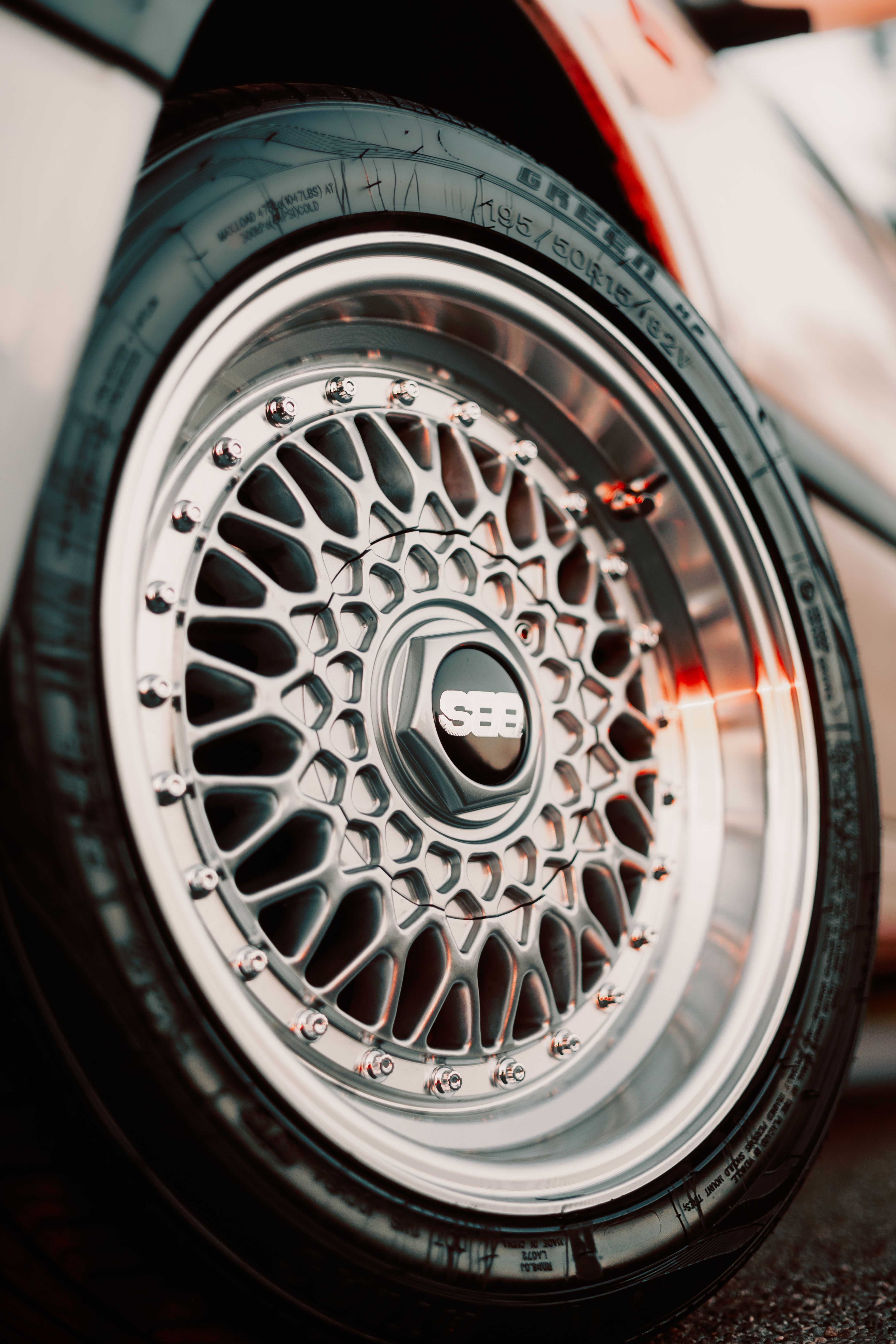 3821x5732 Close Up Of Classic Red Car Wheel With BBS Rim · Free