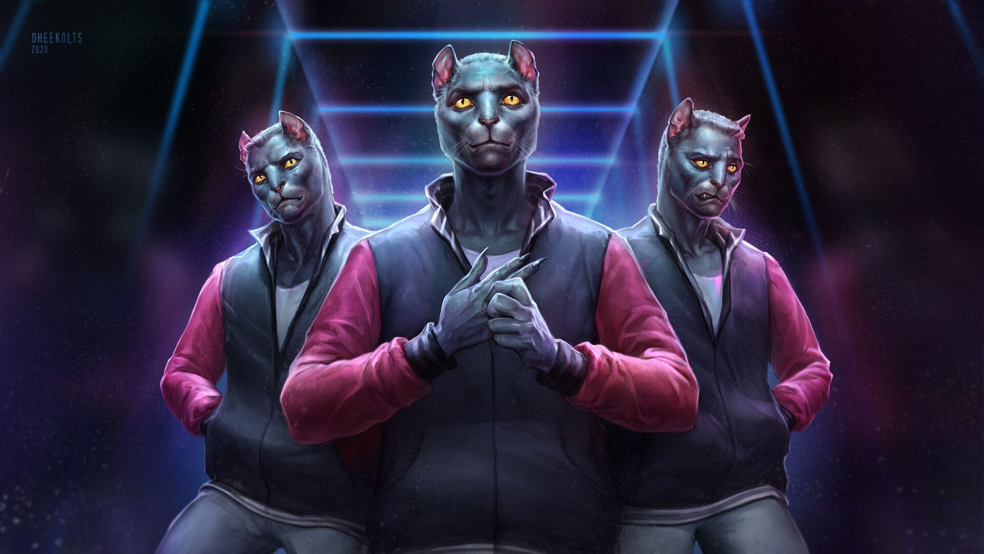 1920x1080 Music Video Fan Art Caravan Palace Digger by Me, 2020 (Three cats walk into a bar )