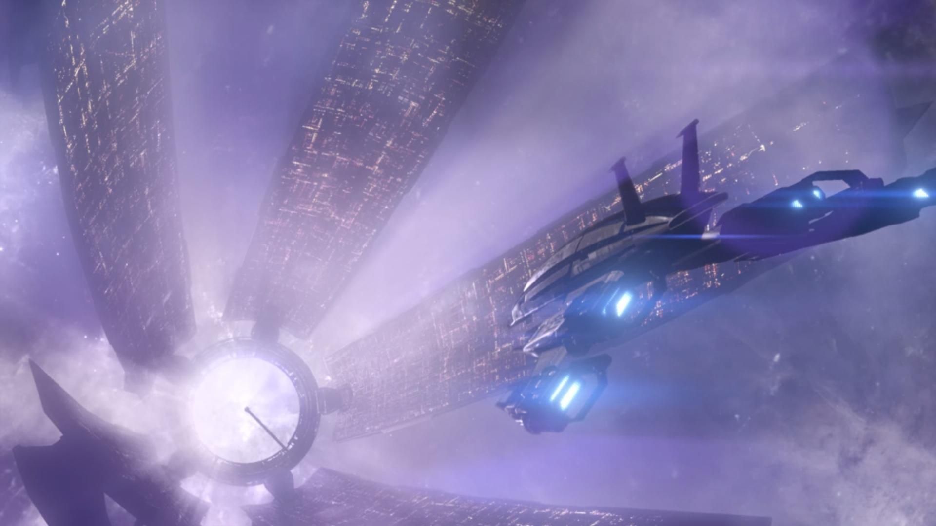 1920x1080 Wallpaper space, light, the city, ship, the citadel, mass effect, Normandy for mobile and desktop, section игры, resolution 1920x1080