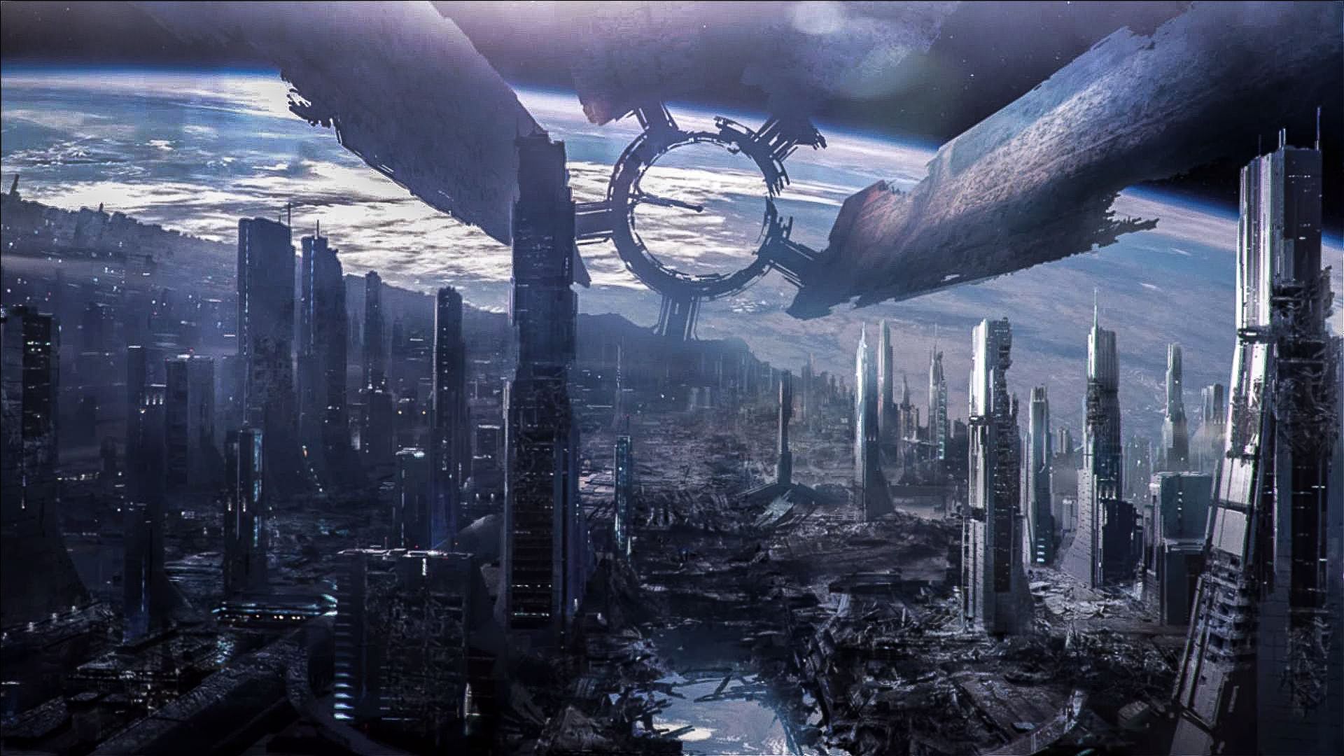 1920x1080 Wallpaper space, art, mass effect Citadel, space station, Destroyed Citadel for mobile and desktop, section игры, resolution 1920x1080